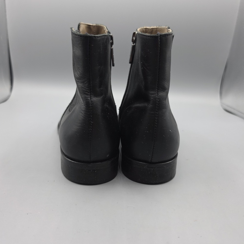 Italeau Booties Womens 38.5 Black Leather Italian Almond Toe - Picture 5 of 12